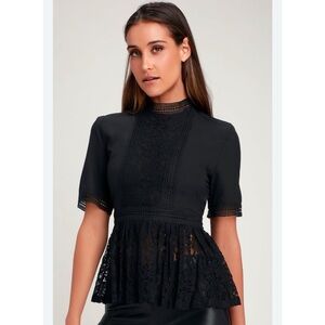 Catherine MalandrinoElegant Black Lace Top